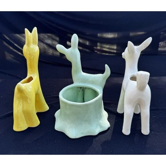 3 Vintage Haeger & Shawnee Pottery Deer Planters Excellent Condition! -A6